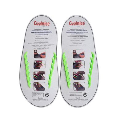 Салатові силіконові шнурки Coolnice (6+6) 6632 фото