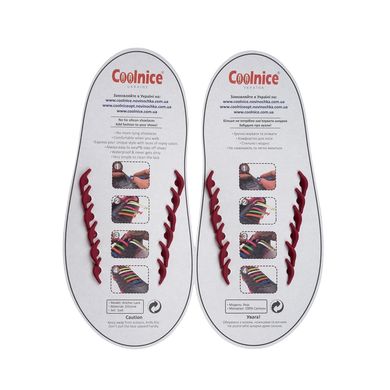 Бордовые силиконовые шнурки Coolnice (6+6) 6611 фото