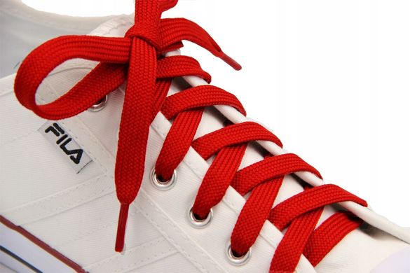 Широкі плоскі шнурки для взуття Червоні 112100 фото