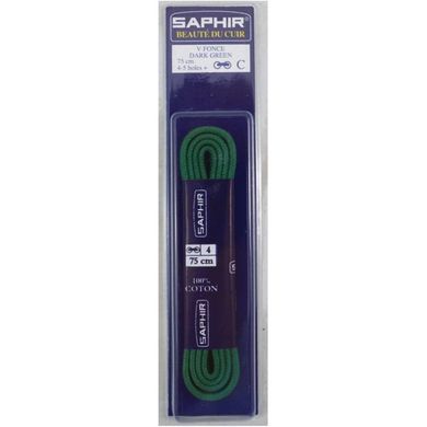 Saphir шнурки тонкі вощені темно-зелені 75 см 2467520 фото