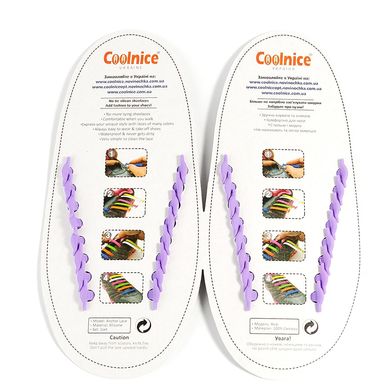 Фіолетові силіконові шнурки Coolnice (8+8) 8823 фото