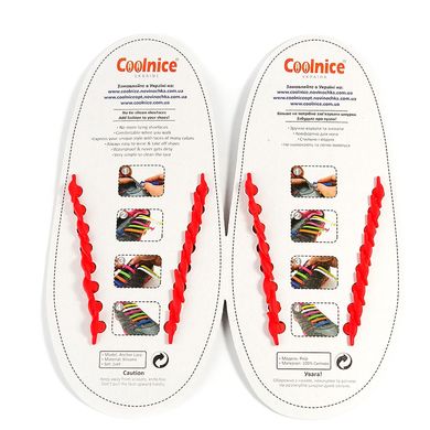Червоні силіконові шнурки Coolnice (8+8) 8812 фото
