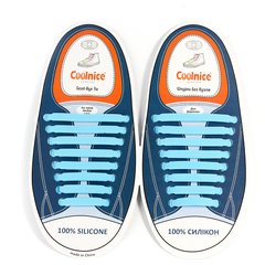 Блакитні силіконові шнурки Coolnice (8+8) 8821 фото