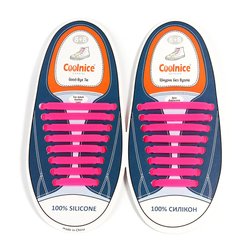 Розовые силиконовые шнурки Coolnice (8+8) 8825 фото